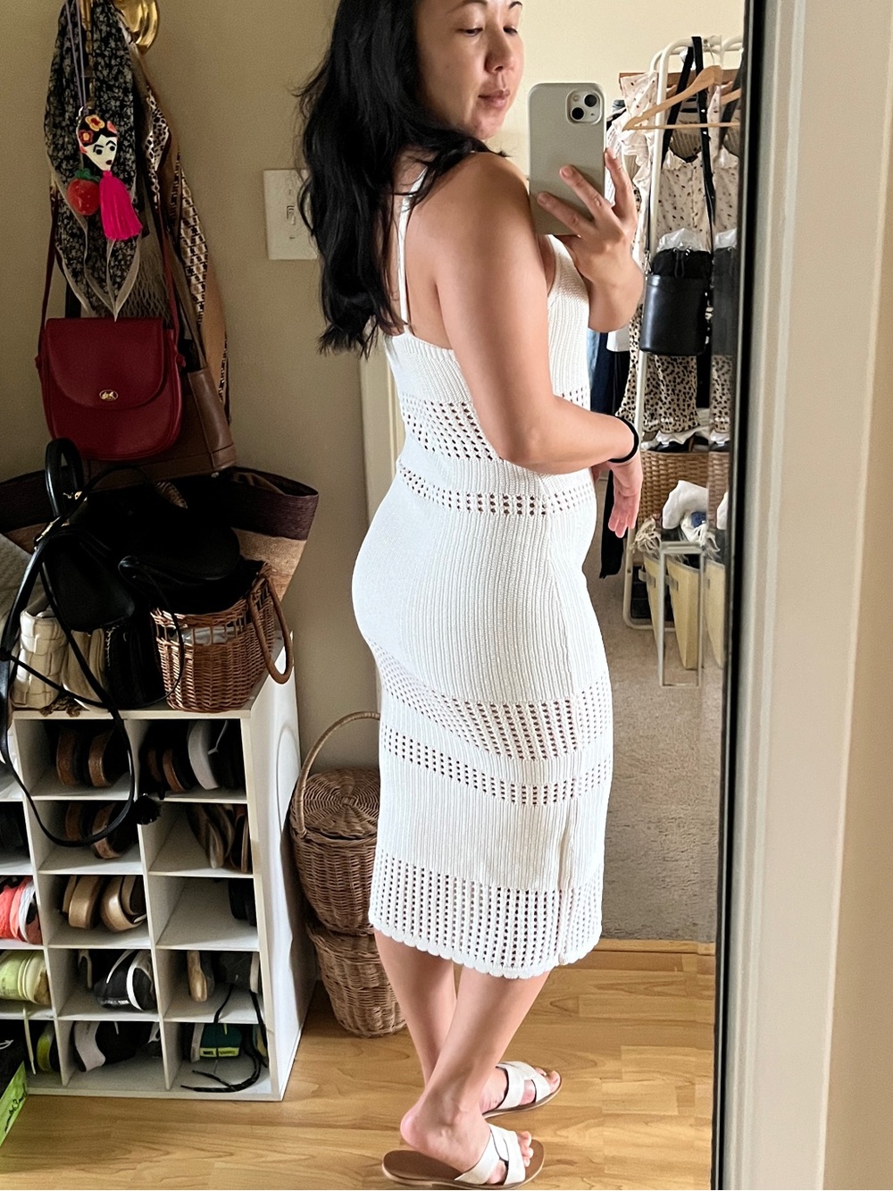 White Crochet Knit Midi Dress Swim Coverup size XS/S - Picture 2 of 6